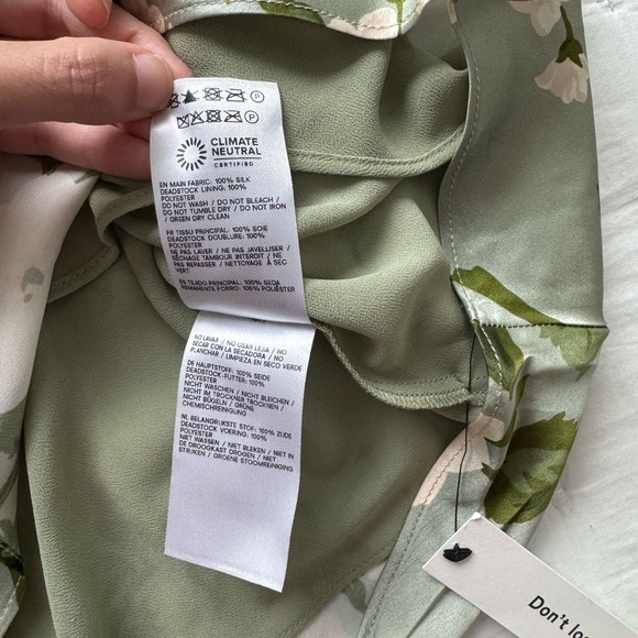 Reformation NWT 2 Anaiis Silk Maxi Dress Open Back Tarragon Green Floral - Picture 12 of 12